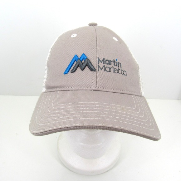 Martin Marietta Embroidered Logo Men Brown Mesh Back Strap Back Cap Hat
